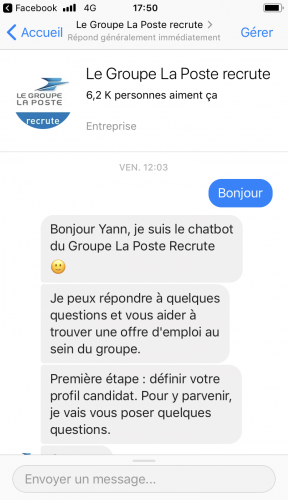 Affichage du chatbot sur un écran de smatphone